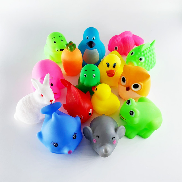 Dziecko Słodkie Zwierzaki - 8-20 sztuk zabawek do kąpieli: pływanie, miękka guma, wyciskanie dźwięku, zabawa w wodzie - Wianko - 42