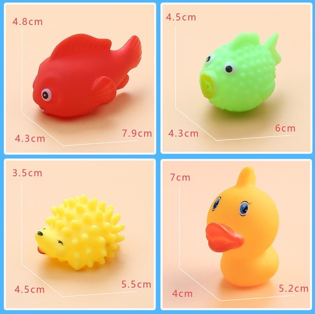 Dziecko Słodkie Zwierzaki - 8-20 sztuk zabawek do kąpieli: pływanie, miękka guma, wyciskanie dźwięku, zabawa w wodzie - Wianko - 17
