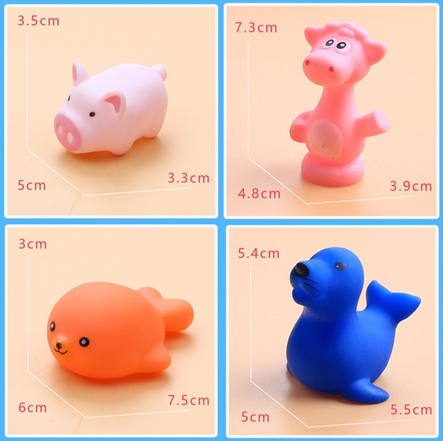 Dziecko Słodkie Zwierzaki - 8-20 sztuk zabawek do kąpieli: pływanie, miękka guma, wyciskanie dźwięku, zabawa w wodzie - Wianko - 21
