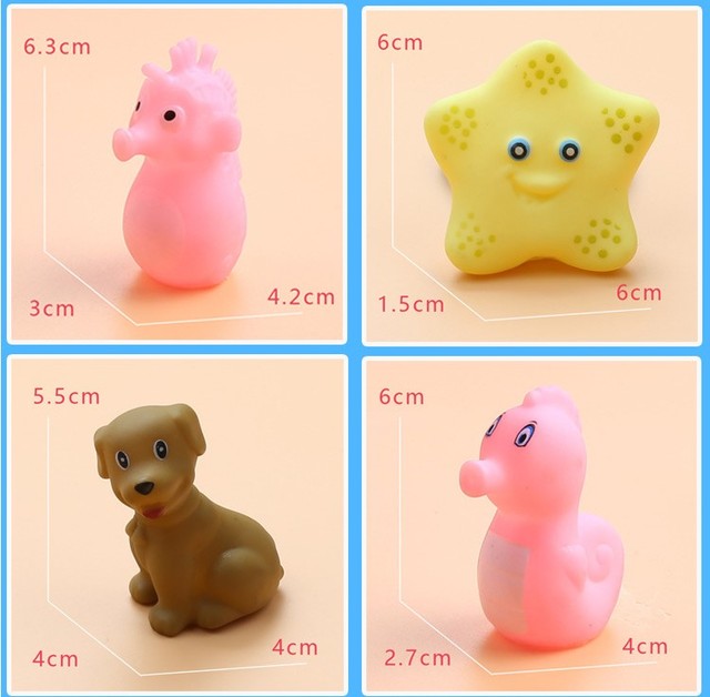 Dziecko Słodkie Zwierzaki - 8-20 sztuk zabawek do kąpieli: pływanie, miękka guma, wyciskanie dźwięku, zabawa w wodzie - Wianko - 22
