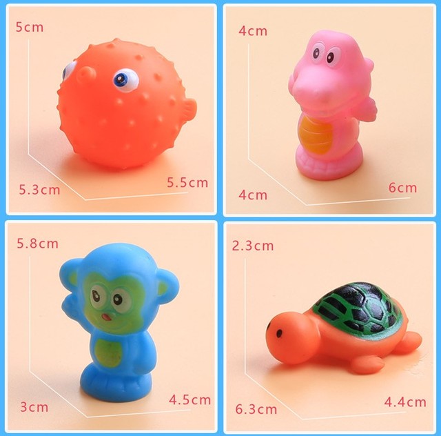 Dziecko Słodkie Zwierzaki - 8-20 sztuk zabawek do kąpieli: pływanie, miękka guma, wyciskanie dźwięku, zabawa w wodzie - Wianko - 27