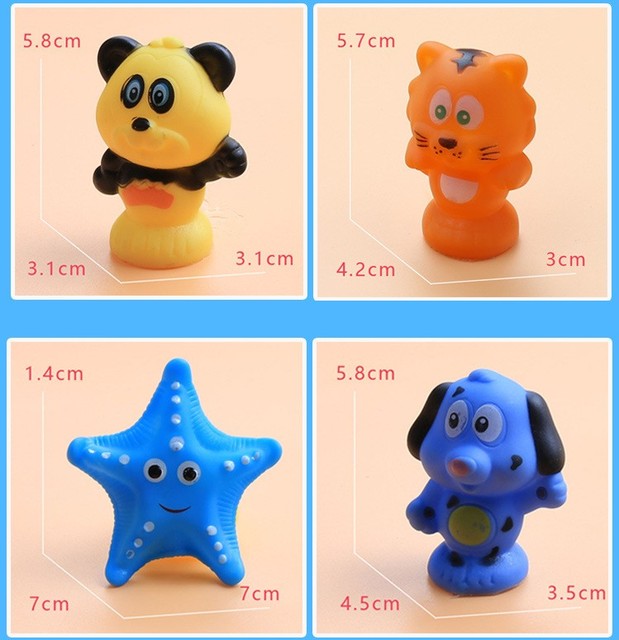 Dziecko Słodkie Zwierzaki - 8-20 sztuk zabawek do kąpieli: pływanie, miękka guma, wyciskanie dźwięku, zabawa w wodzie - Wianko - 28