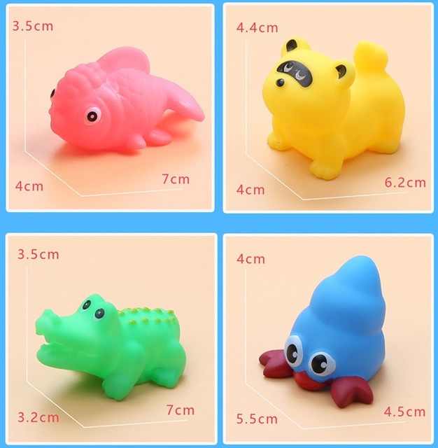 Dziecko Słodkie Zwierzaki - 8-20 sztuk zabawek do kąpieli: pływanie, miękka guma, wyciskanie dźwięku, zabawa w wodzie - Wianko - 24