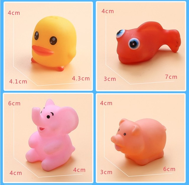 Dziecko Słodkie Zwierzaki - 8-20 sztuk zabawek do kąpieli: pływanie, miękka guma, wyciskanie dźwięku, zabawa w wodzie - Wianko - 19