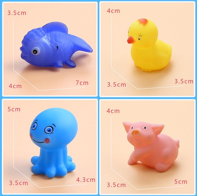 Dziecko Słodkie Zwierzaki - 8-20 sztuk zabawek do kąpieli: pływanie, miękka guma, wyciskanie dźwięku, zabawa w wodzie - Wianko - 37