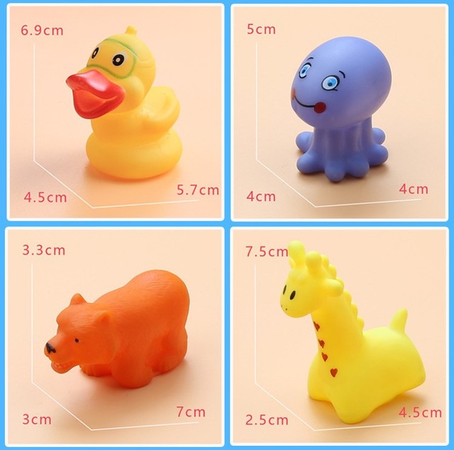Dziecko Słodkie Zwierzaki - 8-20 sztuk zabawek do kąpieli: pływanie, miękka guma, wyciskanie dźwięku, zabawa w wodzie - Wianko - 38
