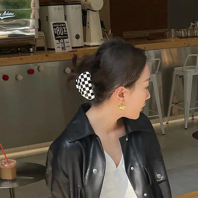 Czarna spinka do włosów HangZhi 2021 z białymi szwami i pazurami, w stylu vintage, dla kobiet - Wianko - 6