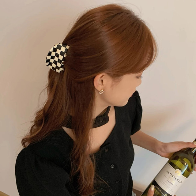Czarna spinka do włosów HangZhi 2021 z białymi szwami i pazurami, w stylu vintage, dla kobiet - Wianko - 3