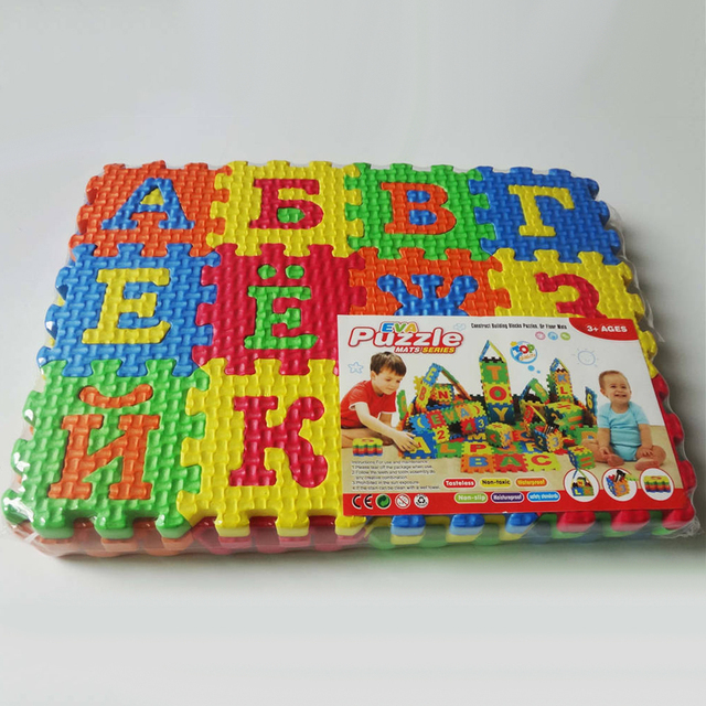 Zestaw 36 dywanowych rosyjskich puzzli z alfabetem dla noworodka do nauki - maty do zabawy dla dzieci - Wianko - 3