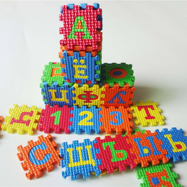 Zestaw 36 dywanowych rosyjskich puzzli z alfabetem dla noworodka do nauki - maty do zabawy dla dzieci - Wianko - 2