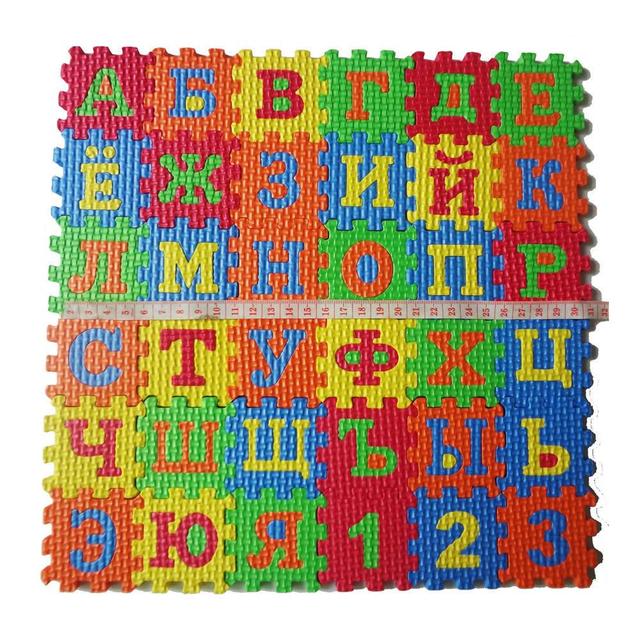 Zestaw 36 dywanowych rosyjskich puzzli z alfabetem dla noworodka do nauki - maty do zabawy dla dzieci - Wianko - 1