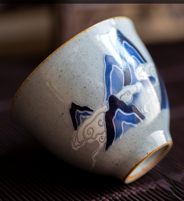 Duży niebieski kubek stylu Retro oraz filiżanka do herbaty Kung Fu - Wianko - 6