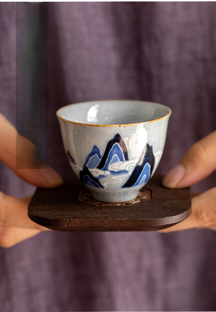 Duży niebieski kubek stylu Retro oraz filiżanka do herbaty Kung Fu - Wianko - 3