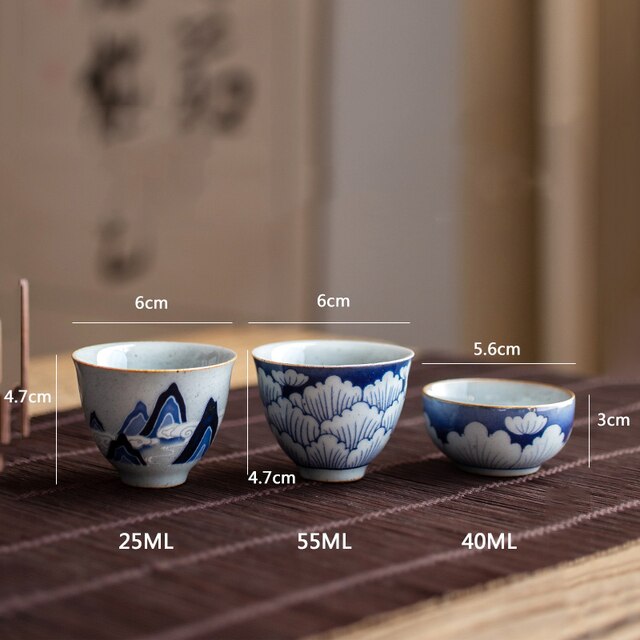 Duży niebieski kubek stylu Retro oraz filiżanka do herbaty Kung Fu - Wianko - 5