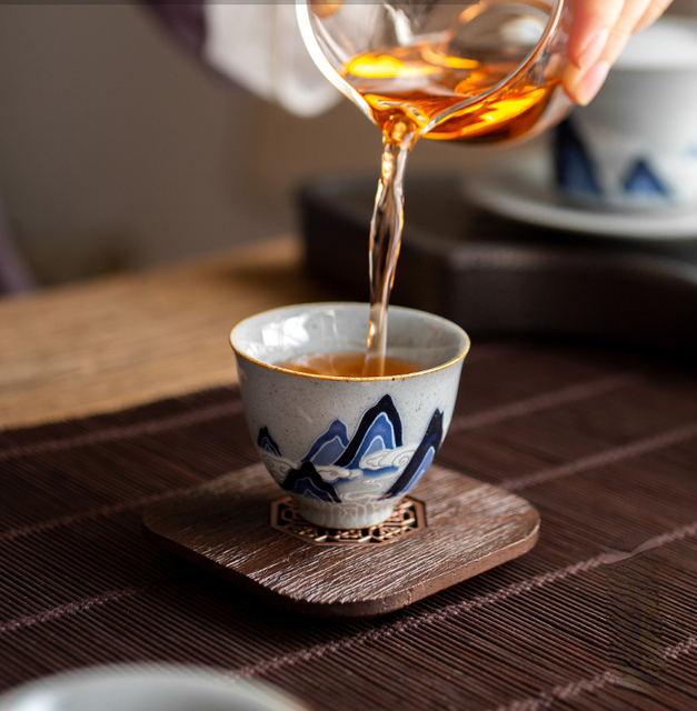 Duży niebieski kubek stylu Retro oraz filiżanka do herbaty Kung Fu - Wianko - 2