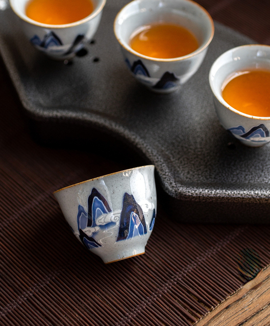 Duży niebieski kubek stylu Retro oraz filiżanka do herbaty Kung Fu - Wianko - 1