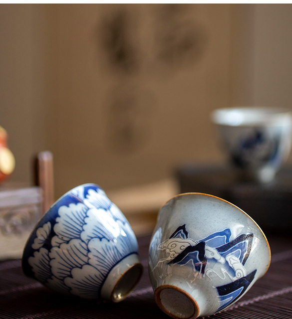 Duży niebieski kubek stylu Retro oraz filiżanka do herbaty Kung Fu - Wianko - 8