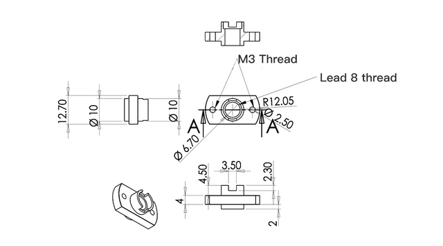 Śruba pociągowa T8 z anty-luzową nakrętką 8MM, mosiężna/POM - do modernizacji Ender 3 CR-10 Tornado Clone 3D printer z nakrętką sprężynową anty-luzową - Wianko - 5