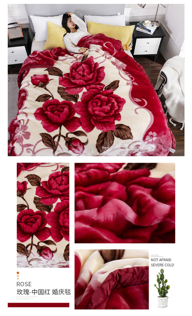 Dwuwarstwowa, gruba i miękka narzuta na łóżko z wysokiej jakości poliestru w zimowym ciepłym nadruku róży - Wianko - 16