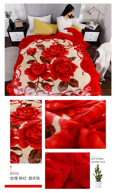 Dwuwarstwowa, gruba i miękka narzuta na łóżko z wysokiej jakości poliestru w zimowym ciepłym nadruku róży - Wianko - 15