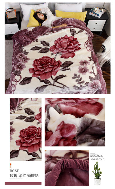 Dwuwarstwowa, gruba i miękka narzuta na łóżko z wysokiej jakości poliestru w zimowym ciepłym nadruku róży - Wianko - 14