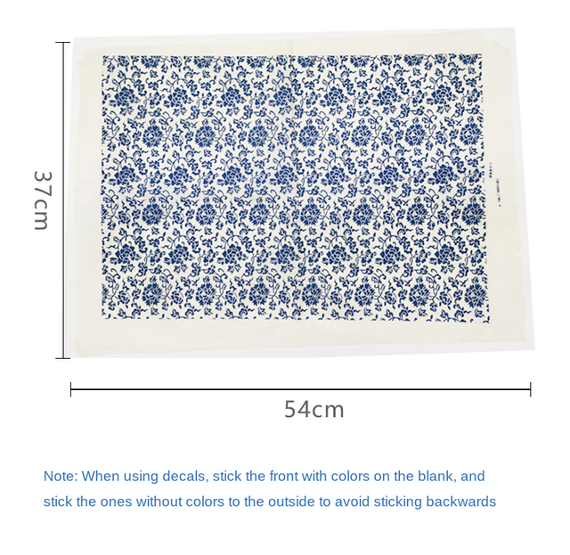 Ceramiczny papier transferowy kolorowy z motywem papierowym - niebiesko-biała naklejka o wymiarach 54x37cm - Wianko - 2
