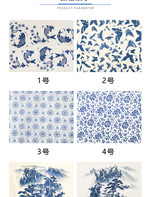 Ceramiczny papier transferowy kolorowy z motywem papierowym - niebiesko-biała naklejka o wymiarach 54x37cm - Wianko - 3