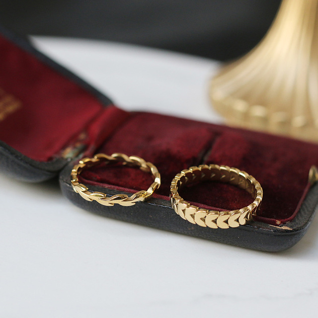 Pierścionki z delikatnego złota 18K ze stali nierdzewnej, minimalistyczny motyw liścia i strzałki, do układania w stosy - biżuteria Anillos Mujer - Wianko - 4