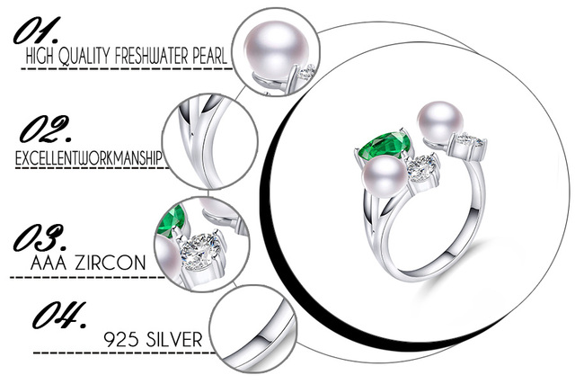 Pierścionek z podwójną naturalną perłą słodkowodną 6-7mm w projektowanej modnej oprawie z 925 srebrem i cyrkonią Fine Jewelry dla kobiet - Wianko - 2
