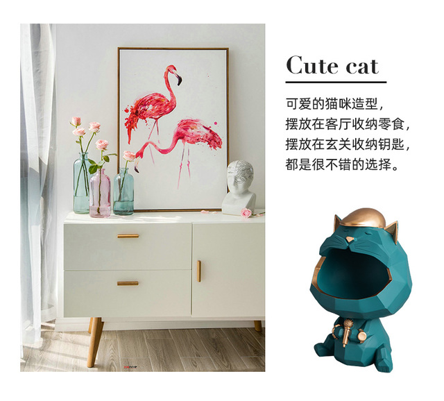 Statuetka kota z żywicy Artware - dekoracyjny pojemnik na cukierki i klucze do biurka, idealny dodatek do stołu czy półki - Wianko - 11