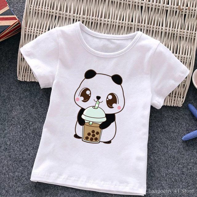 Urocze dzieci T-Shirt z rysunkiem pandy - herbata mleczna dla niemowląt - Wianko - 2