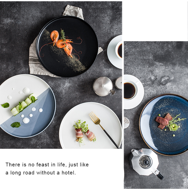 Pasta patelnia do steków Nordic solid color, płyta ceramiczna do pizzy, restauracja, kuchnia - Wianko - 8