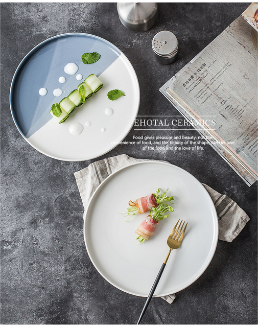 Pasta patelnia do steków Nordic solid color, płyta ceramiczna do pizzy, restauracja, kuchnia - Wianko - 11