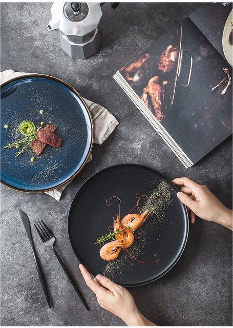 Pasta patelnia do steków Nordic solid color, płyta ceramiczna do pizzy, restauracja, kuchnia - Wianko - 10