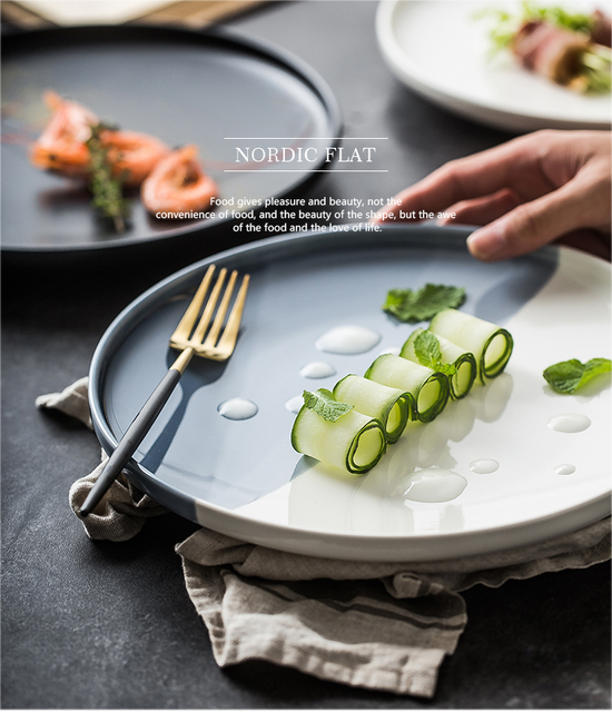 Pasta patelnia do steków Nordic solid color, płyta ceramiczna do pizzy, restauracja, kuchnia - Wianko - 1