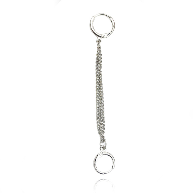 Podwójne zawieszenie kolczyki z łańcuszka srebrne dla mężczyzn i kobiet w stylu punk biżuteria pierścinki - Wianko - 8