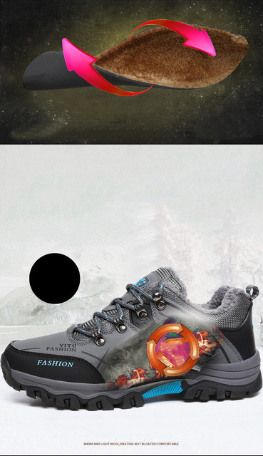 Męskie buty górskie zimowe wodoodporne, ocieplane, antypoślizgowe, alpinistyczne, o rozmiarze Plus - Wianko - 9