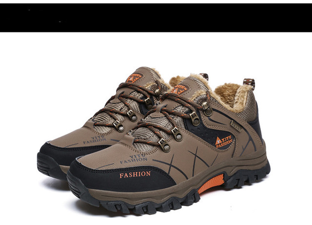 Męskie buty górskie zimowe wodoodporne, ocieplane, antypoślizgowe, alpinistyczne, o rozmiarze Plus - Wianko - 35