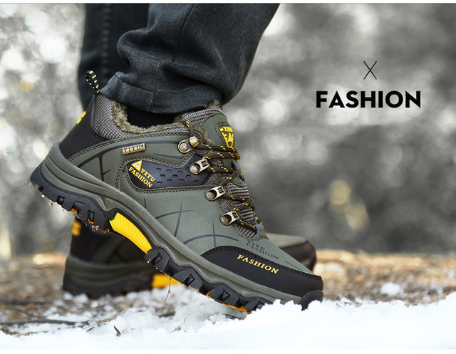 Męskie buty górskie zimowe wodoodporne, ocieplane, antypoślizgowe, alpinistyczne, o rozmiarze Plus - Wianko - 26