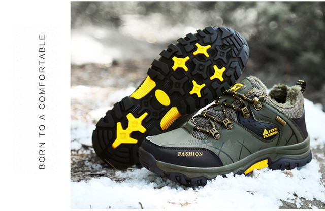 Męskie buty górskie zimowe wodoodporne, ocieplane, antypoślizgowe, alpinistyczne, o rozmiarze Plus - Wianko - 27