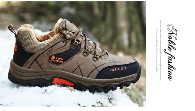 Męskie buty górskie zimowe wodoodporne, ocieplane, antypoślizgowe, alpinistyczne, o rozmiarze Plus - Wianko - 22