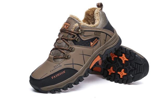 Męskie buty górskie zimowe wodoodporne, ocieplane, antypoślizgowe, alpinistyczne, o rozmiarze Plus - Wianko - 37