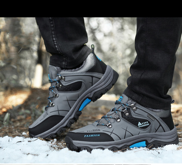 Męskie buty górskie zimowe wodoodporne, ocieplane, antypoślizgowe, alpinistyczne, o rozmiarze Plus - Wianko - 10