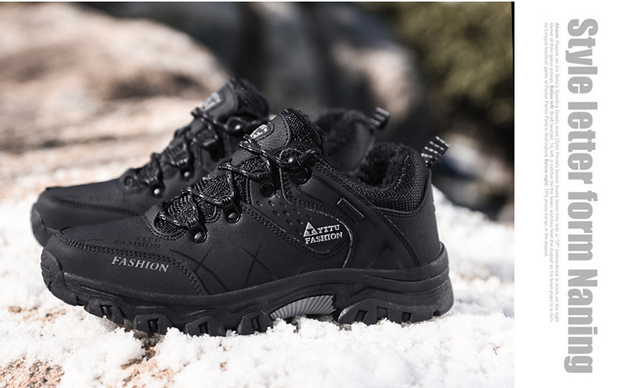 Męskie buty górskie zimowe wodoodporne, ocieplane, antypoślizgowe, alpinistyczne, o rozmiarze Plus - Wianko - 31