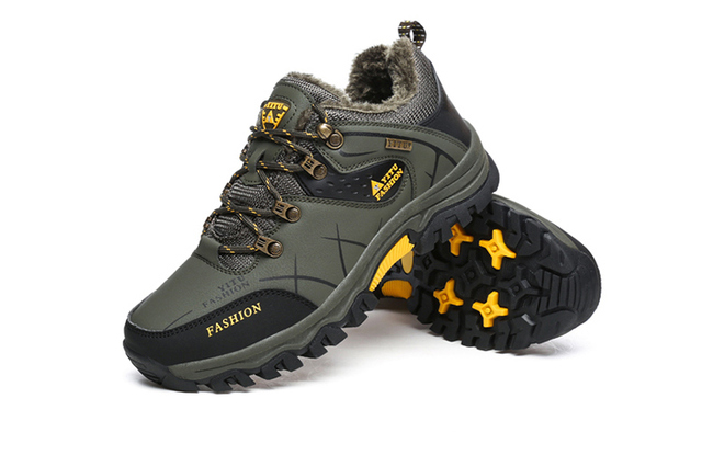 Męskie buty górskie zimowe wodoodporne, ocieplane, antypoślizgowe, alpinistyczne, o rozmiarze Plus - Wianko - 40