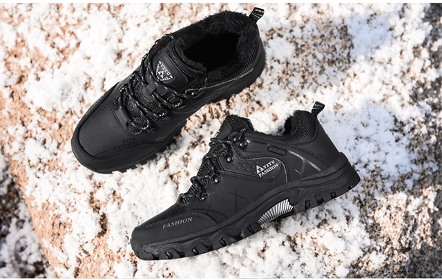 Męskie buty górskie zimowe wodoodporne, ocieplane, antypoślizgowe, alpinistyczne, o rozmiarze Plus - Wianko - 30
