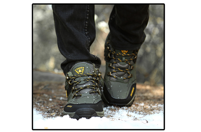 Męskie buty górskie zimowe wodoodporne, ocieplane, antypoślizgowe, alpinistyczne, o rozmiarze Plus - Wianko - 29