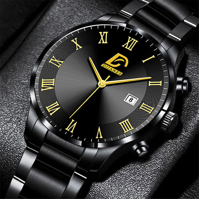 Męski zegarek kwarcowy z kalendarzem, wykonany ze stali nierdzewnej, biznesowa bransoletka - Wianko - 7