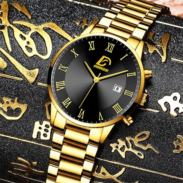 Męski zegarek kwarcowy z kalendarzem, wykonany ze stali nierdzewnej, biznesowa bransoletka - Wianko - 13