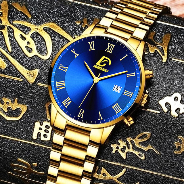 Męski zegarek kwarcowy z kalendarzem, wykonany ze stali nierdzewnej, biznesowa bransoletka - Wianko - 12